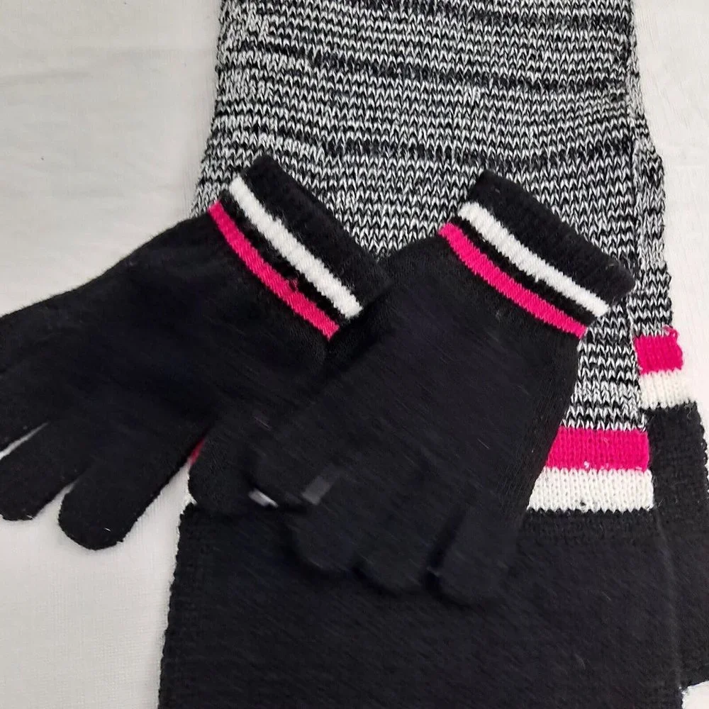 Scarf and Glove Set Pink Blue Youth